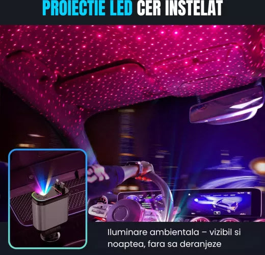 Incarcator Auto 4 in 1 Retractabil si proiectie LED
